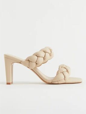 H&M Braided Double-Strap Heeled Mule in Beige